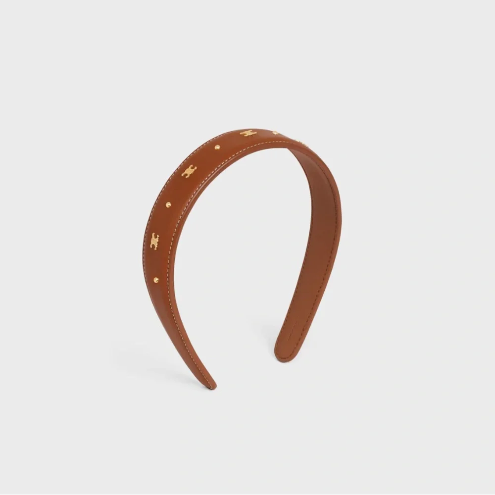 CELINE HEADBAND IN CALFSKIN AND BRASS WITH GOLD FINISH - Picture 2 of 3